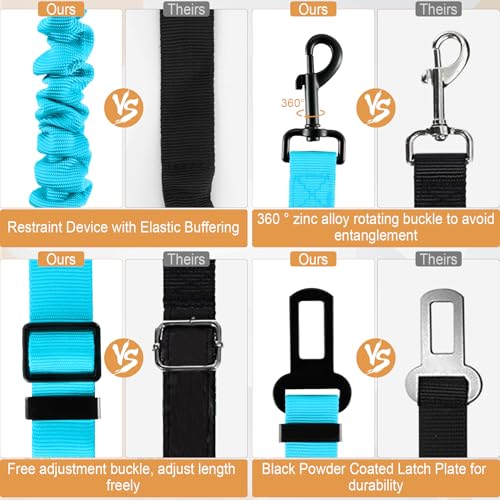 Dog Seat Belt for Car, Retractable Pet Safety Harness, Adjustable Nylon Dog Seatbelt Leash, Comfortable Dog Accessories for Vehicles (Teal-1PCS) - view 4