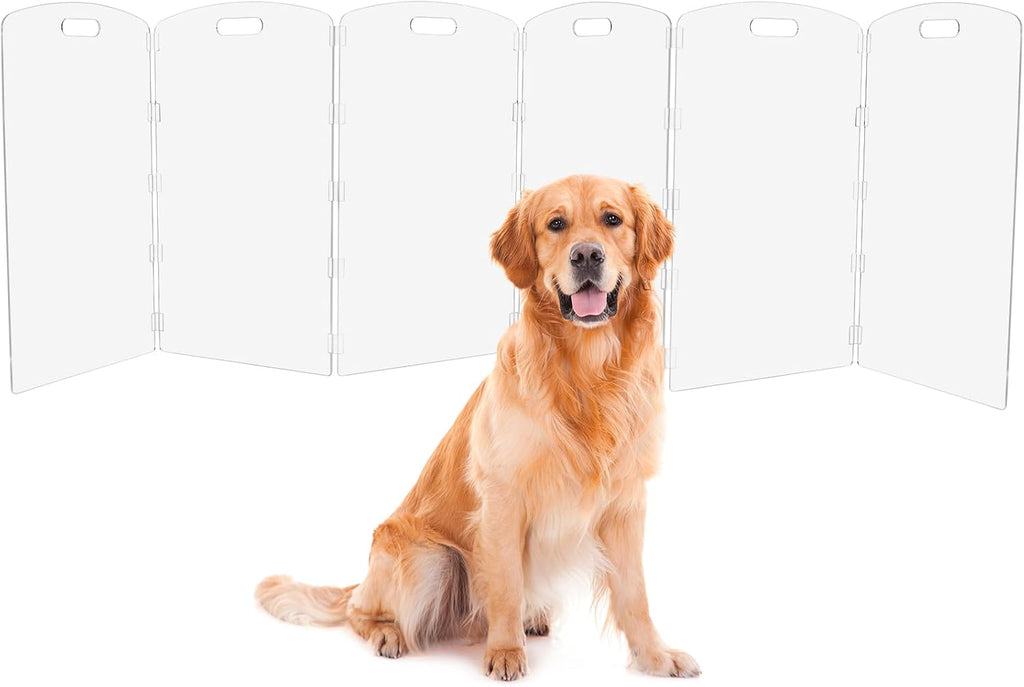 Modern Frame Clear Acrylic Freestanding Dog Gate - 32" Tall Folding 3-Panel Pet Barrier for Doorways, Stairs & Large Openings, Indoor Fence for Small to Large Dogs & Cats - view 7