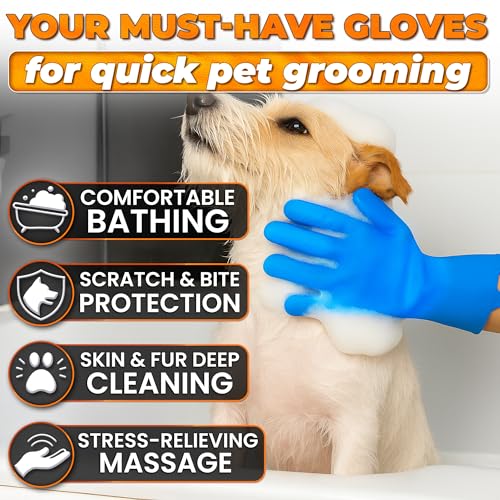 2-in-1 Cat and Dog Washing Gloves with 3000 Soft Bristles (Blue) - view 4