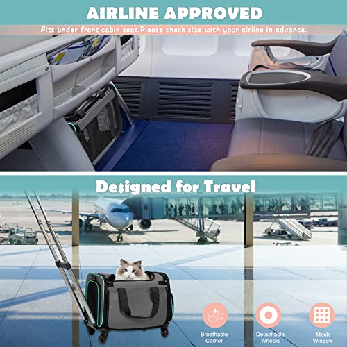 Pet Carrier with Wheels, Durable Airline Approved Cat Crate, Foldable Rolling Dog Carrier, Rolling Bag for Cat &Dog, Use for Travel, Outdoor, Vet Visits, Camping, Indoor. - view 3