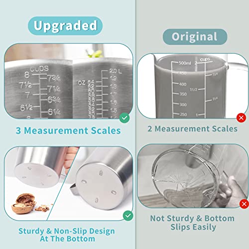 Measuring Cup, [Upgraded, 3 Measurement Scales, Including Cup Scale, ML Scale, Ounce Scale], Newness Stainless Steel Measuring Cup with Marking with Handle, 64 Ounces (2.0 Liter, 8 Cup) (Pack of 2) - view 3