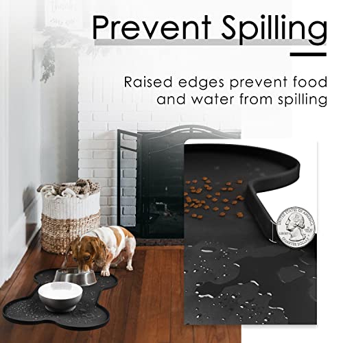 Dog Food Mat Bowl Mat for Floors Waterproof Silicone Cat Dog Feeding Mat for Food and Water Pet Placemat Non Spill Puppy Dish Tray Non Slip Bone Shaped Small Medium Large Pet Accessories - view 3