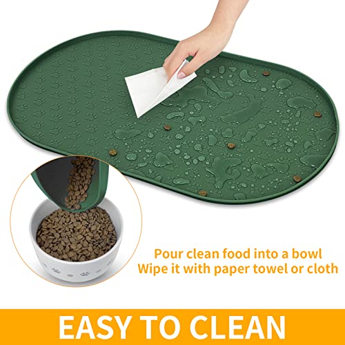 Dog Food Mat Spill-Proof Silicone Dog Bowl Mat Raised Edge Pet Placemat - view 6