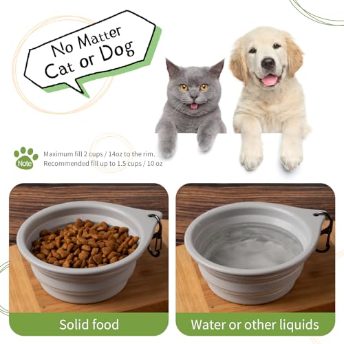 Dog Bowl Pet Travel Collapsible Bowls 2 Pack, Portable Foldable Cats Dogs Water Dish Puppy Bowl for Walking Parking Traveling, Silicone One-Piece Molded Rim No Fall Off or Crack BPA Free - view 4