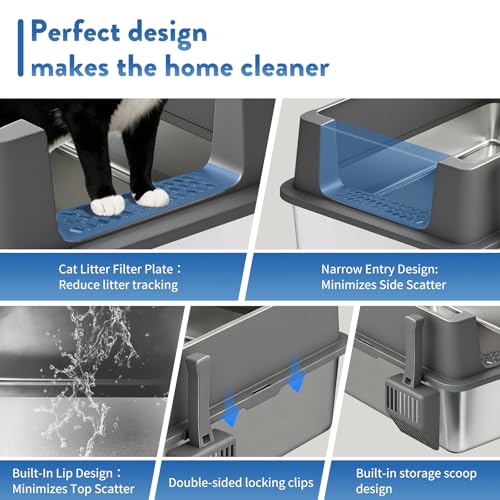 2PACK XXXL Enclosed Stainless Steel Litter Box with Lid & High Sides - view 5