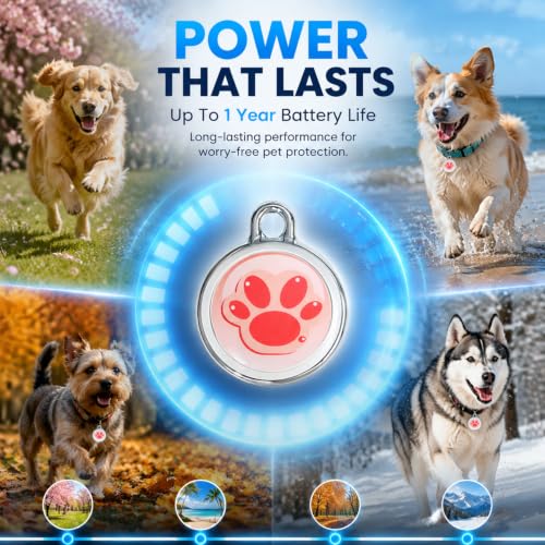 GPS Tracker for Dogs, Smart Pet Tracker Collar, Real-Time Location Tracking, Pet Location Tracker, No Monthly Fee, No SIM Card, IP68 Waterproof, History Log, Audible Alerts, iOS & Android Compatible - view 4