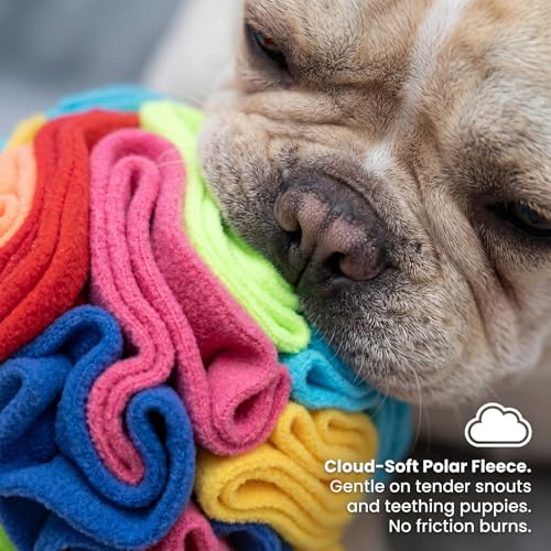Snuffle Ball for Dogs - Soft Polar Fleece Interactive Puzzle Toy for Mental Stimulation & Boredom - Safe, Plastic-Free Foraging Game & Slow Feeder to Keep Pets Busy Indoors - view 3