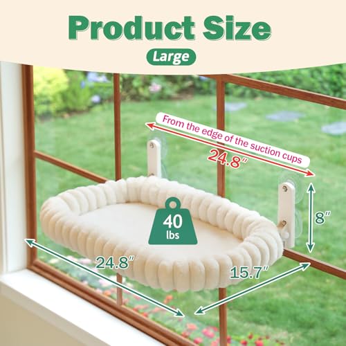 SnugCloud Foldable Cat Window Perch (Cream White, L) - view 3