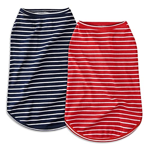 Dog Shirt Soft Cotton Tank Top Lightweight Stretchy Red & Blue L - view 2