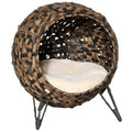 20.5" Weaved Cat Bed with Cushion, Brown