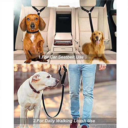 Dog Seat Belts, 2 Pack Dual Use Dog Car Seatbelts Harness Adjustable Car Headrest Restraint for Vehicle Nylon Pet Cat Dog Safety Leads Seat Belts for Large Medium Small Dogs - view 2