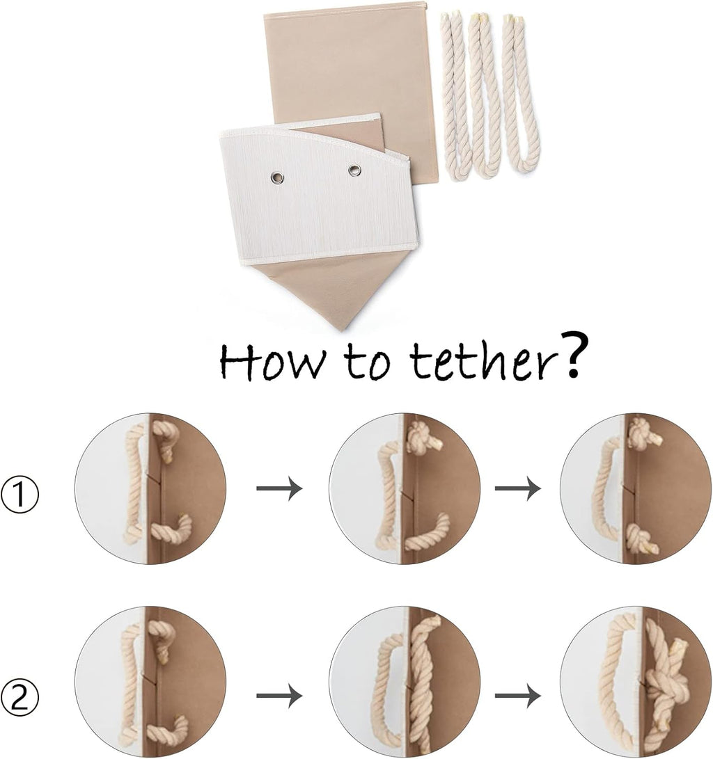 Large Dog Toys Storage Bins-Foldable Fabric Trapezoid Organizer Boxes with Weave Rope Handle,Collapsible Basket for Shelves,Dog Apparel(Beige-Dog) - view 4