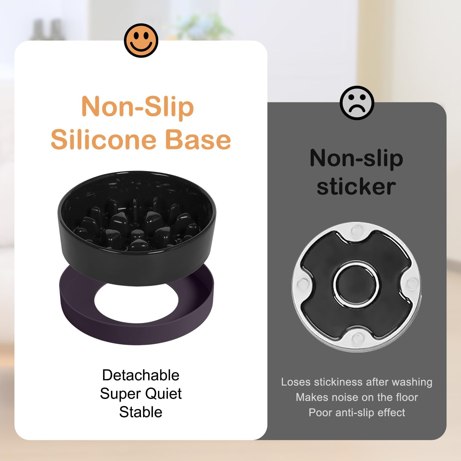 Ceramic Slow Feeder Dog Bowls for Medium Large Breed | Slow Feeding Dog Bowl, Dogs Food Bowls for Fast Eaters, Puzzle Dogs Food Bowl with Silicone Base, Maze Black - view 4