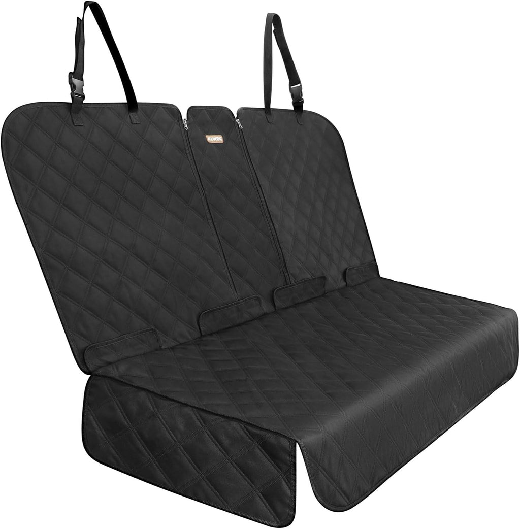 Back Seat Cover for Large SUVs Rear Split Bench - Heavy-Duty 900D Waterproof Non-Slip Car Seat Protector for Messy Kids & Drooling Dogs, Easy Clean(Black)