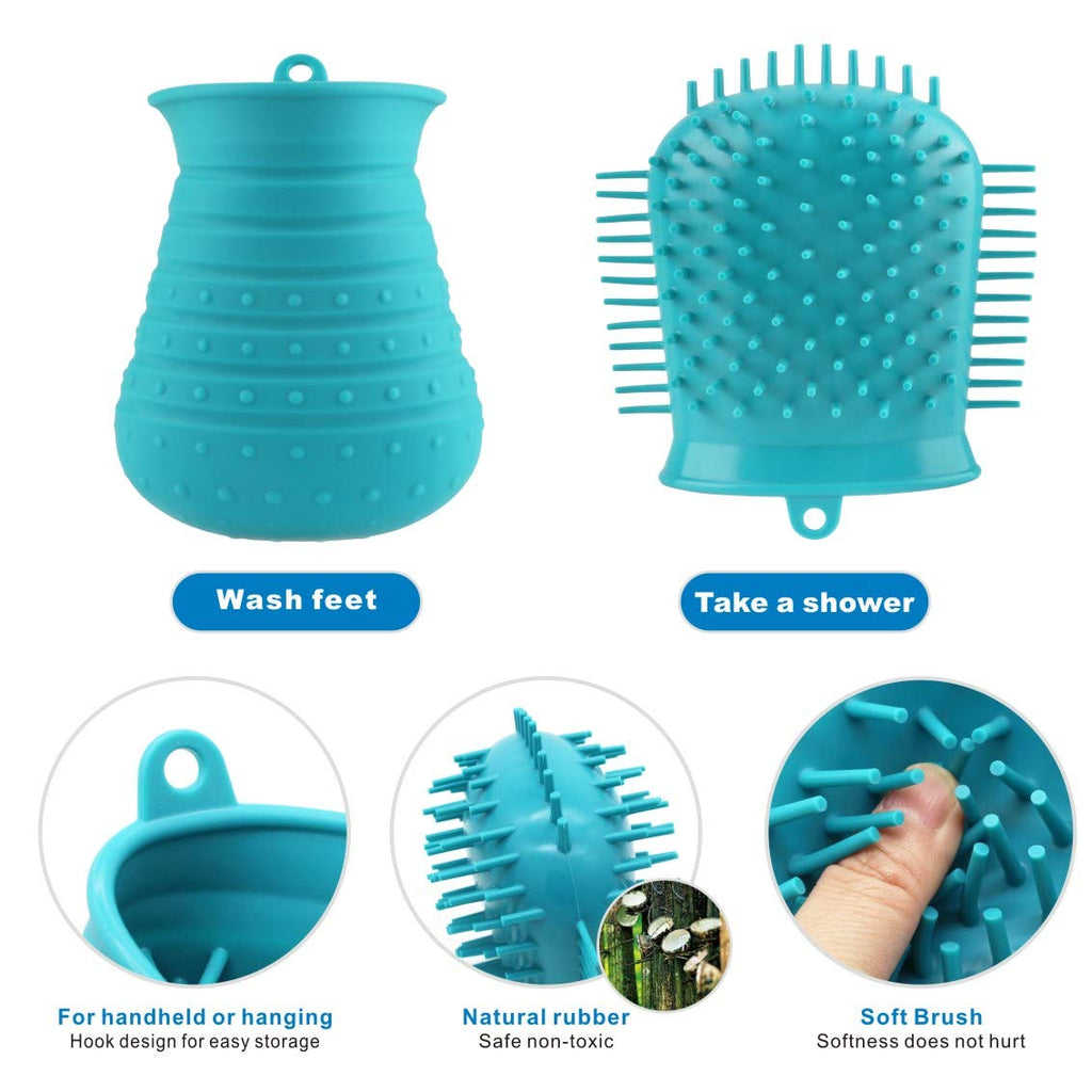 Dog Paw Cleaner Cup with Towel Pet Foot Washer Protable Dog Cleaning Brush for Puppy Cats Massage Grooming Dirty Claws(Blue) - view 4