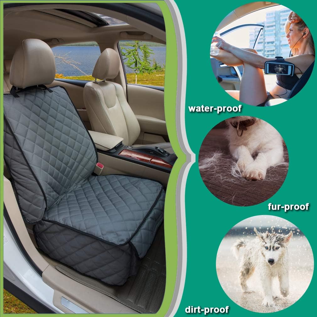 Waterproof front seat cover dog car seat covers nonslip and full protection with side flaps fits most cars, trucks, SUVs (grey, 1 pack) - view 2