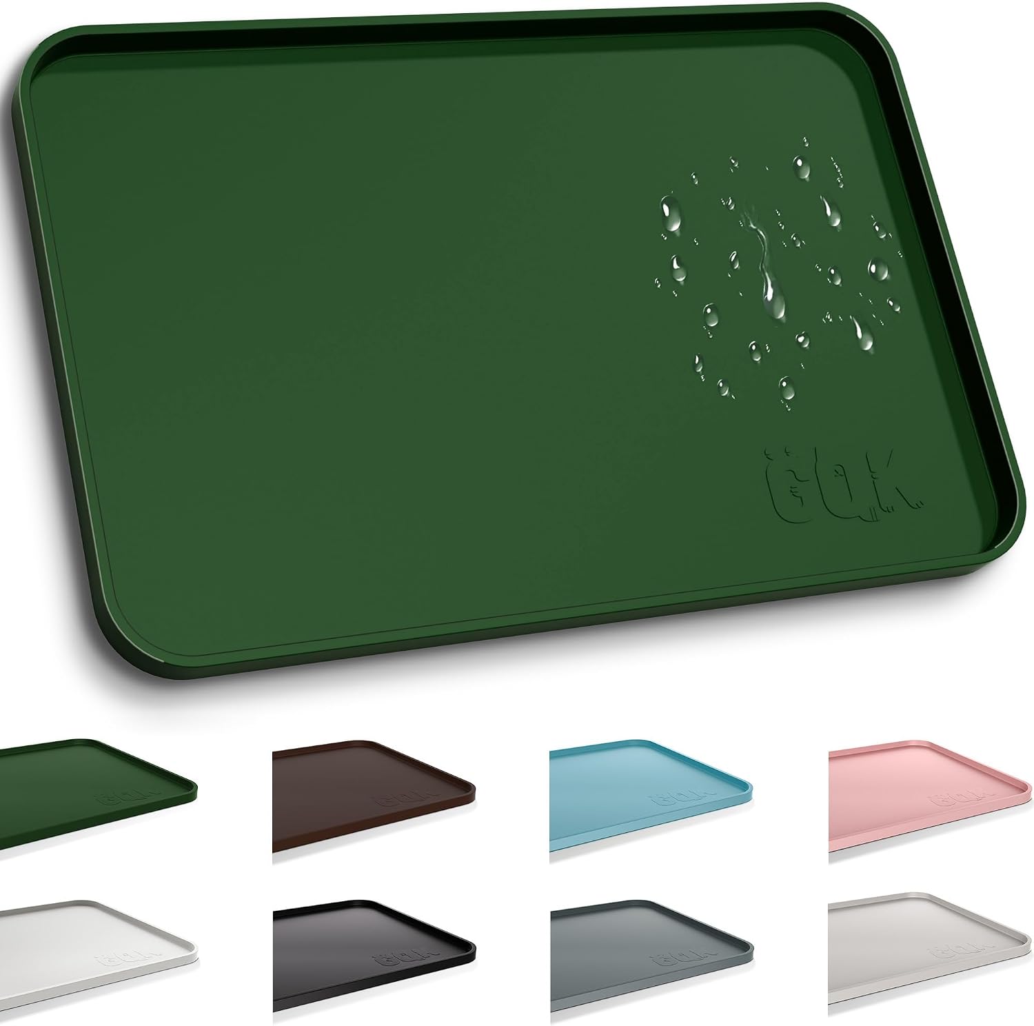 Silicone Dog Cat Food Mat Extra Thick Raised Edge, 18"x12" Gray | Waterproof Non-Slip Pet Feeding for Food and Water Bowls, Spill Proof Mat to Protect Floors, BPA Free Dishwasher-Safe - view 7
