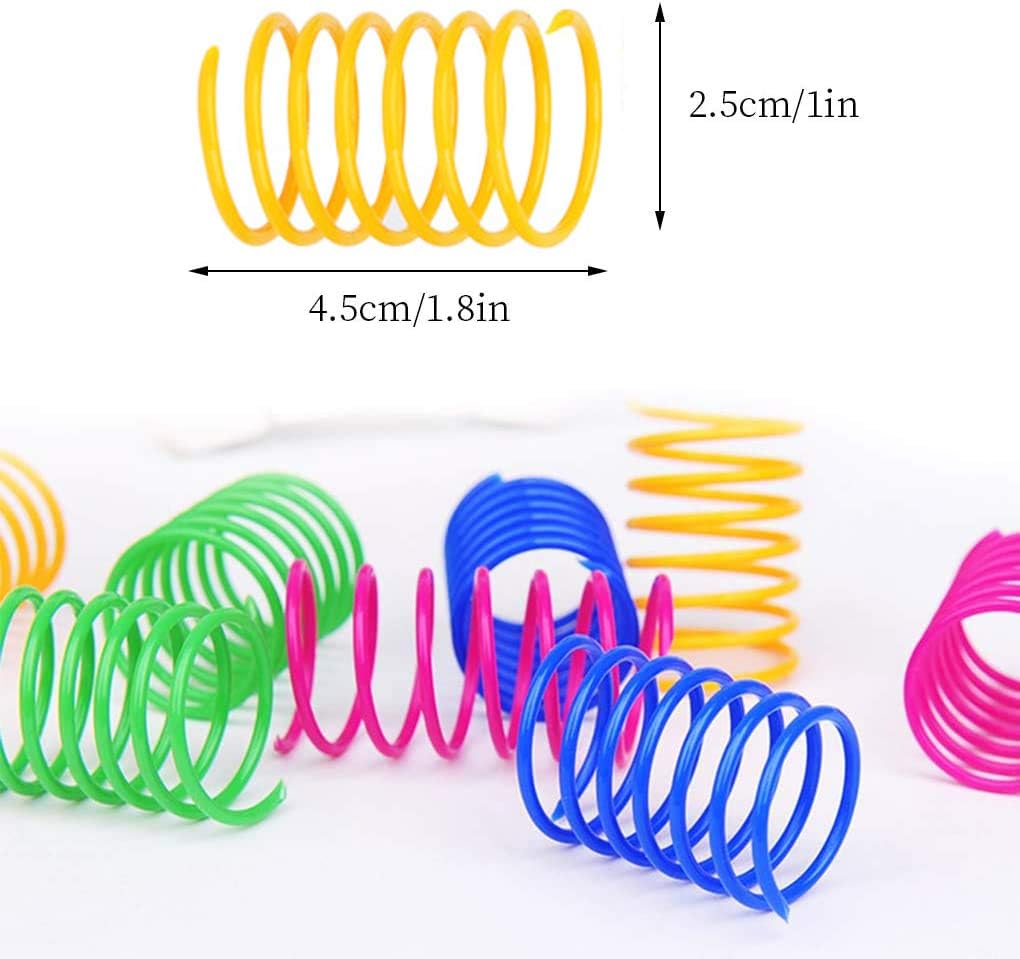 Cat Spring Toy (60 Pack), Cat Kittens Toys Plastic Coil Spiral Springs for Swatting, Biting, Hunting, and Active Healthy Play (Random Color) - view 2