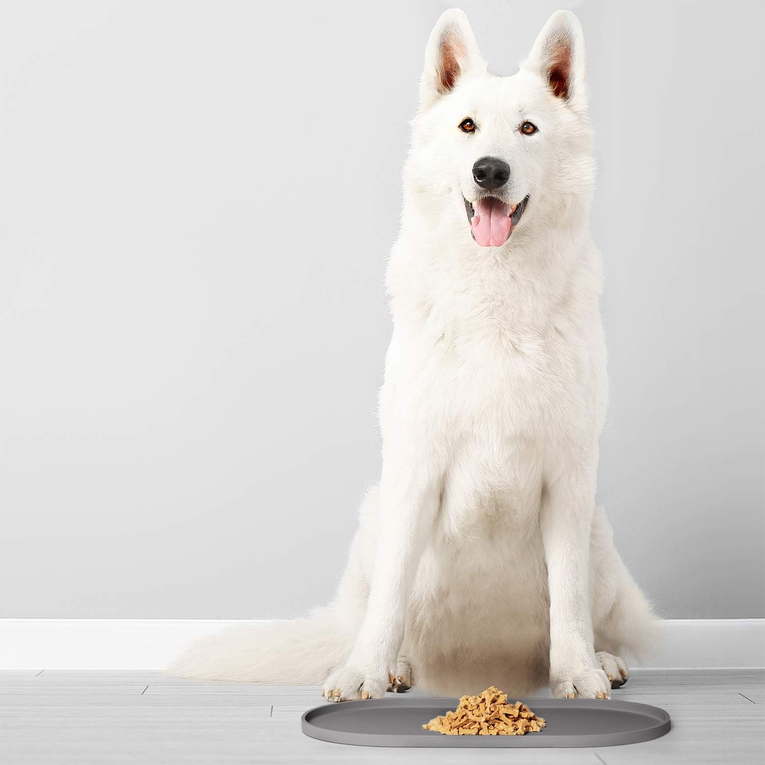 Dog Food Mat - Waterproof Dog Bowl Mat, Silicone Pet Mat for Food and Water Bowls, Nonslip Pet Feeding Mat with Edges, Dogs Food Mats for Floors, Puppy Supplies (Small, Gray) - view 8