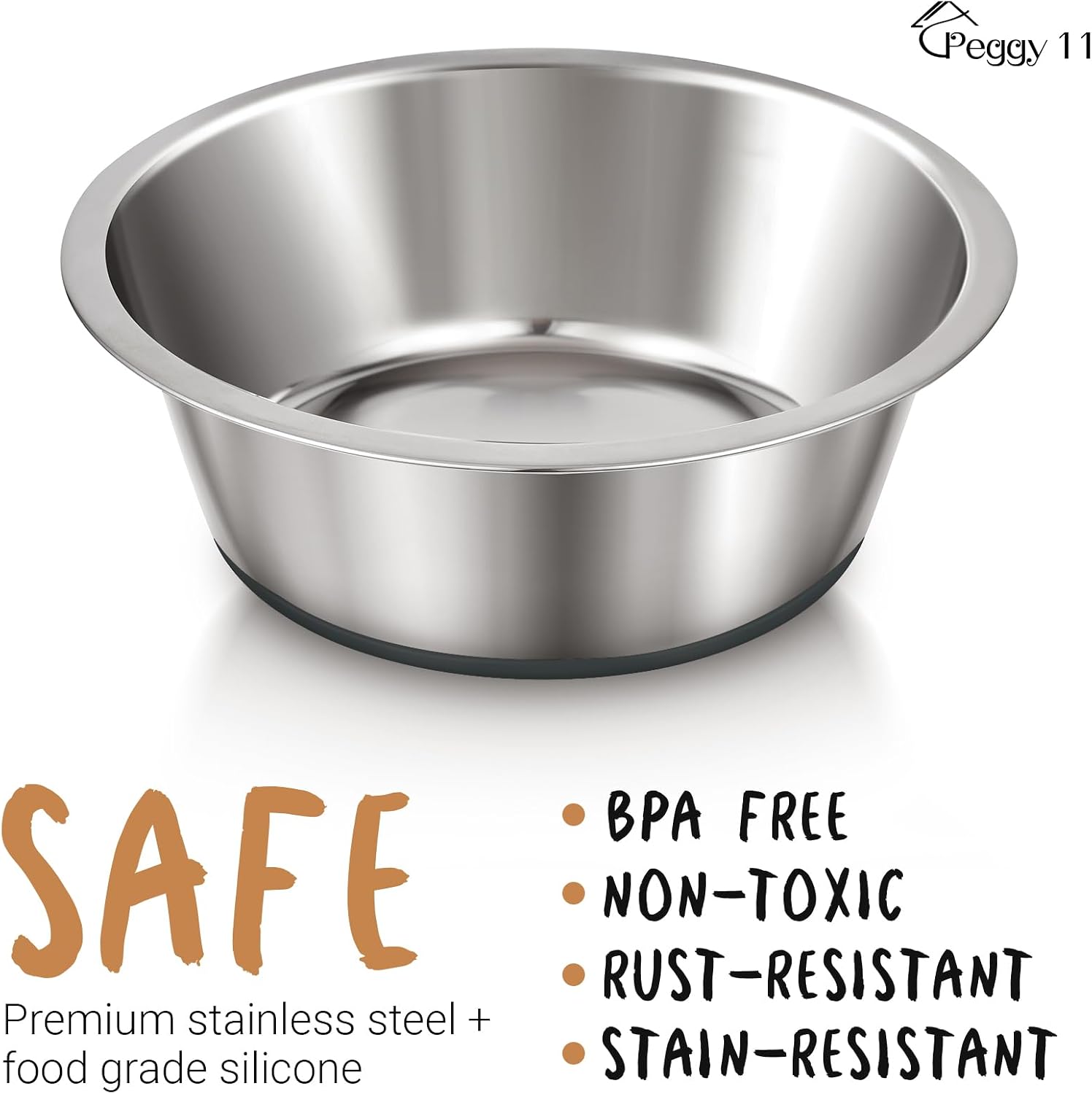 Deep stainless steel anti-slip dog bowls - 2-pack, 3 cups - view 2