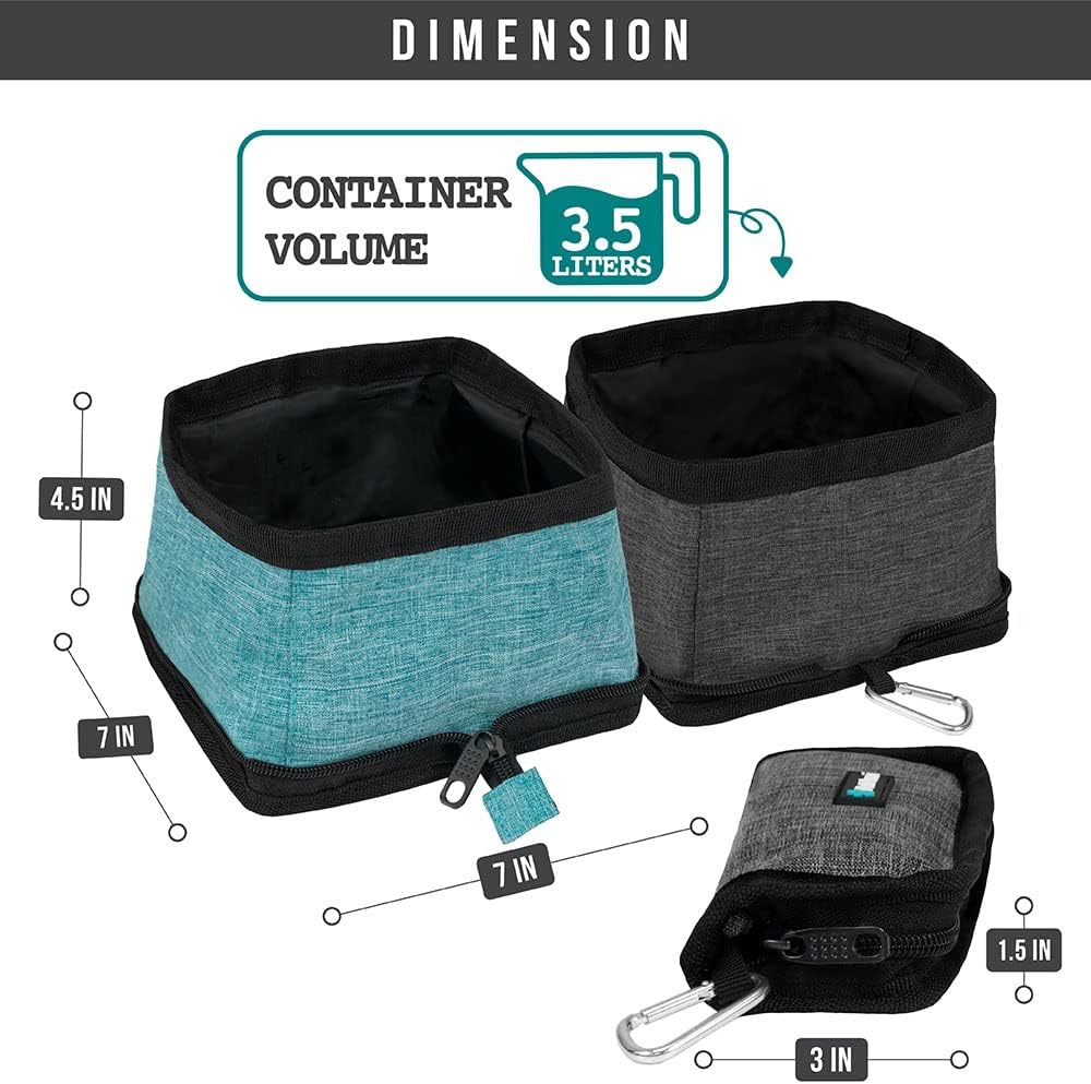 Collapsible Dog Bowls 2 Pack, Food and Water Bowls Travel Set, Portable Pet Dish No Spill, Foldable Lightweight BPA Free Leakproof Bowls, Camping Hiking Walking Outdoor Gear Accessories, Blue - view 2