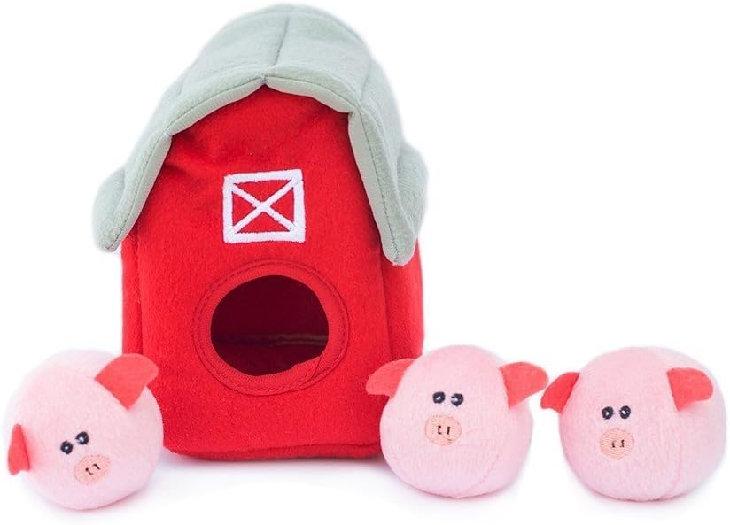 Burrow- Interactive Dog & Puppy Toys for Boredom, Stimulating Pet Products to Keep Them Busy, Hide & Seek Plush Dog Puzzles, Squeaky Toy for Enrichment, for Small & Medium Dogs- Pig Barn - view 2