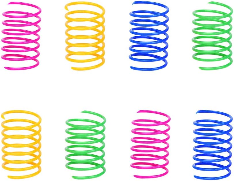 Cat Spring Toy (60 Pack), Cat Kittens Toys Plastic Coil Spiral Springs for Swatting, Biting, Hunting, and Active Healthy Play (Random Color)