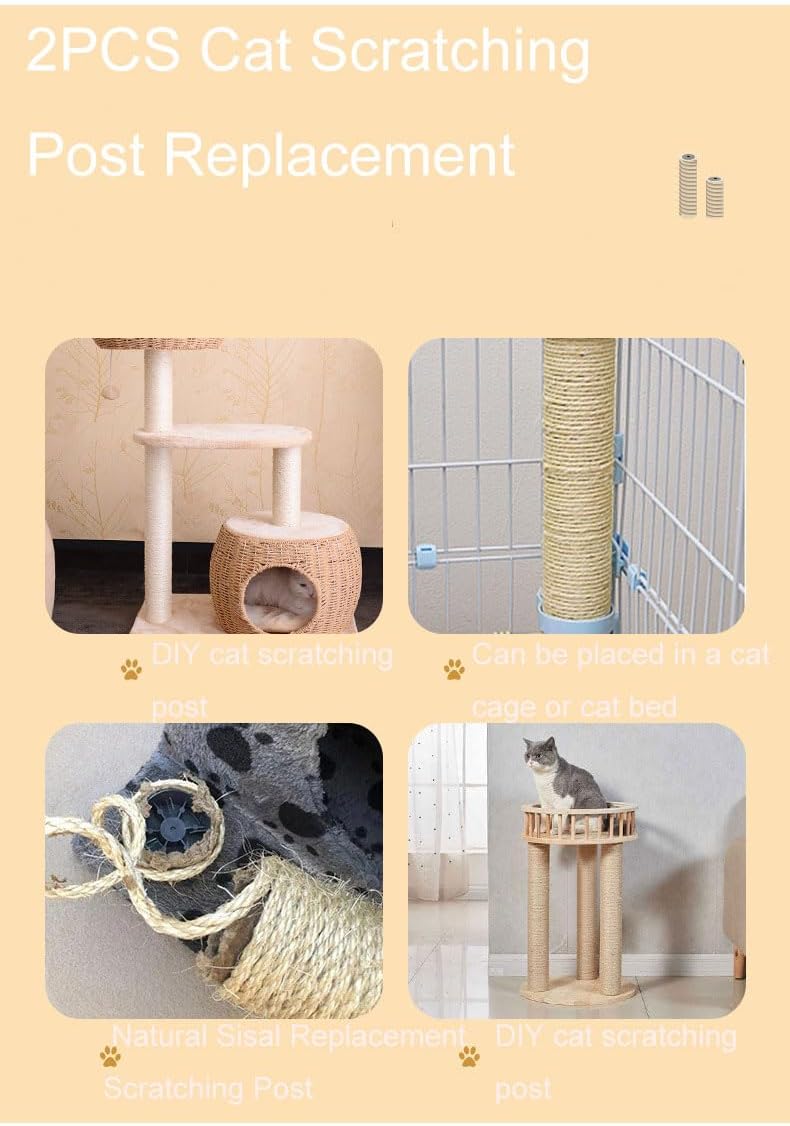 2 PCS M8 Cat Scratching Post Replacement,15.7Inch Sisal Pole Cat Tree Replacement Post with Screws,DIY Scratcher Scratching Post Replacement, Pad, Crafts Gardening Hammock Home Decorating - view 4
