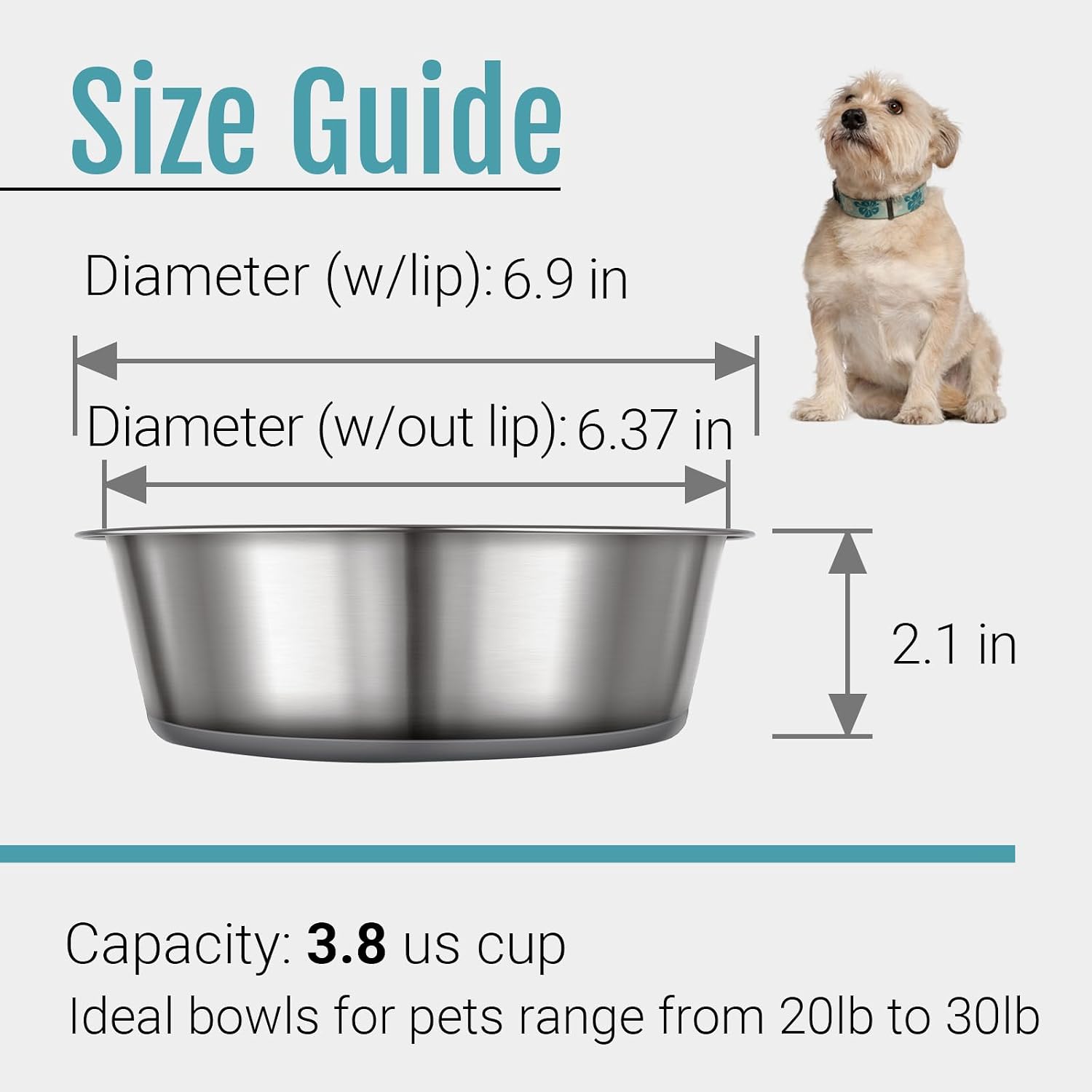 Nonslip stainless steel dog bowls, 3.8 US cup, 2 count | no slide silicone bottom, dishwasher safe, easy to clean, stackable design - view 5