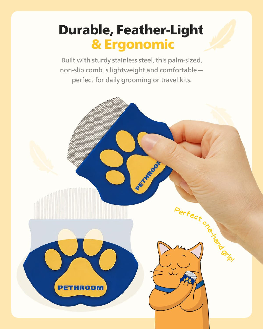 Professional Eye Comb for Pets, Stainless Steel Tear Stain Remover | Gentle Round-Head Grooming Tool for Cats & Dogs, Compact & Portable for Eye Gunk Removal - view 6