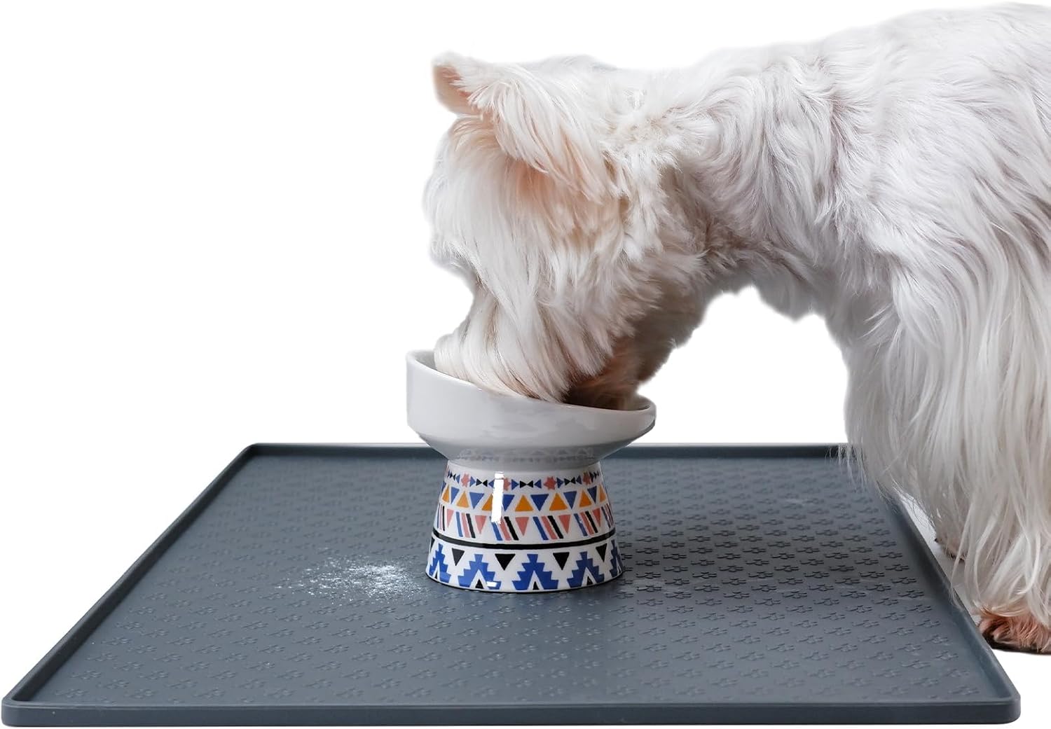 Pet Food Mat for Dogs and Cats 16"x24", Non-Slip Waterproof Silicone Feeding Mat for Food and Water Bowls, Easy-to-Clean(Grey)