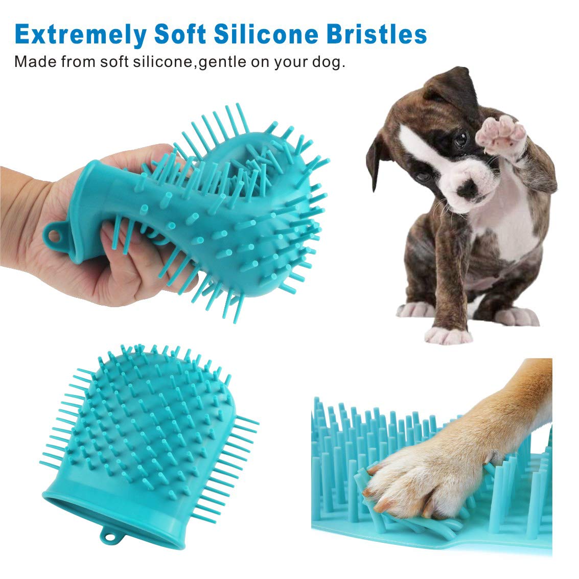 Dog Paw Cleaner Cup with Towel Pet Foot Washer Protable Dog Cleaning Brush for Puppy Cats Massage Grooming Dirty Claws(Blue) - view 5