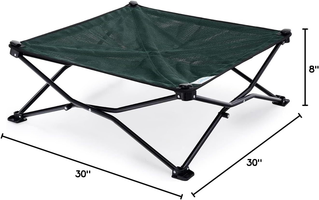On-The-Go Elevated Dog Bed - Foldable Pop-Up Travel Dog Bed with Breathable, Moisture-Resistant Fabric, Carry Bag Included, Lightweight & Portable, Brunswick Green, Medium - view 8