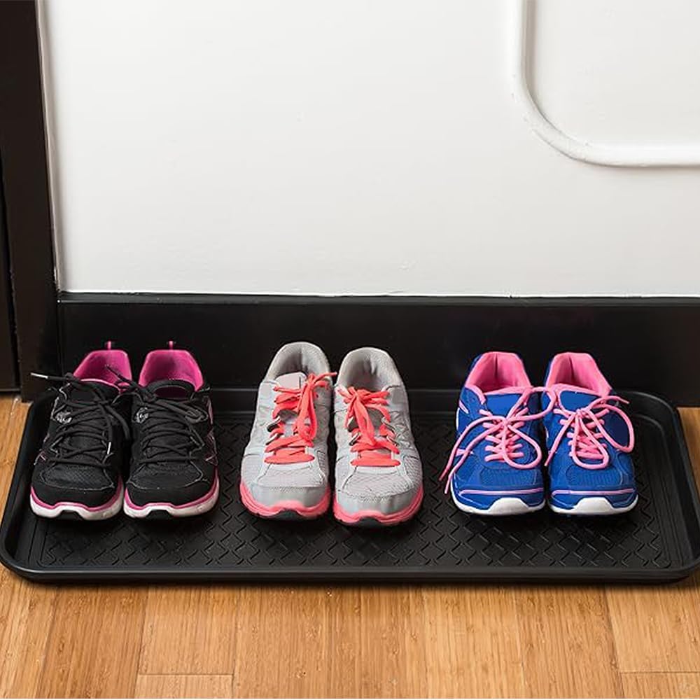 Multi-Purpose Boot Trays, 2 Pack, 30" x 15" x 1.2", Black | All Weather Heavy Duty Shoe Trays & Mat for entryway, Indoor and Outdoor, Waterproof Pet Feeding Mat - view 2