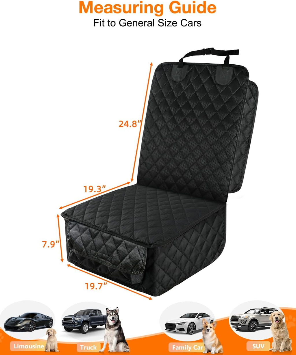 Waterproof Front Seat Car Cover 2 Pack, Full Protection | Dog Car Seat Cover with Side Flaps, Nonslip Scratchproof Captain Chair Seat Cover Fits for Cars, Trucks, SUVs, Jeep, Black - view 5
