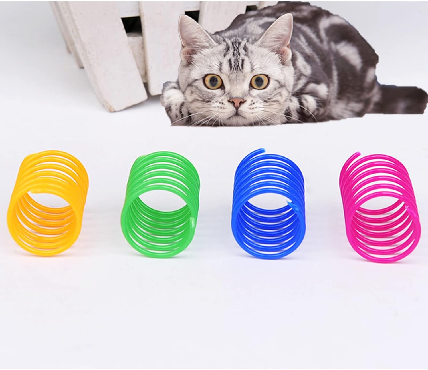 120 Pack Cat Spring Toy - Interactive Plastic Coils for Indoor Cats, Colorful Spiral Springs for Swatting, Biting, Hunting - Active Healthy Fitness Play Kitten Toys - view 4