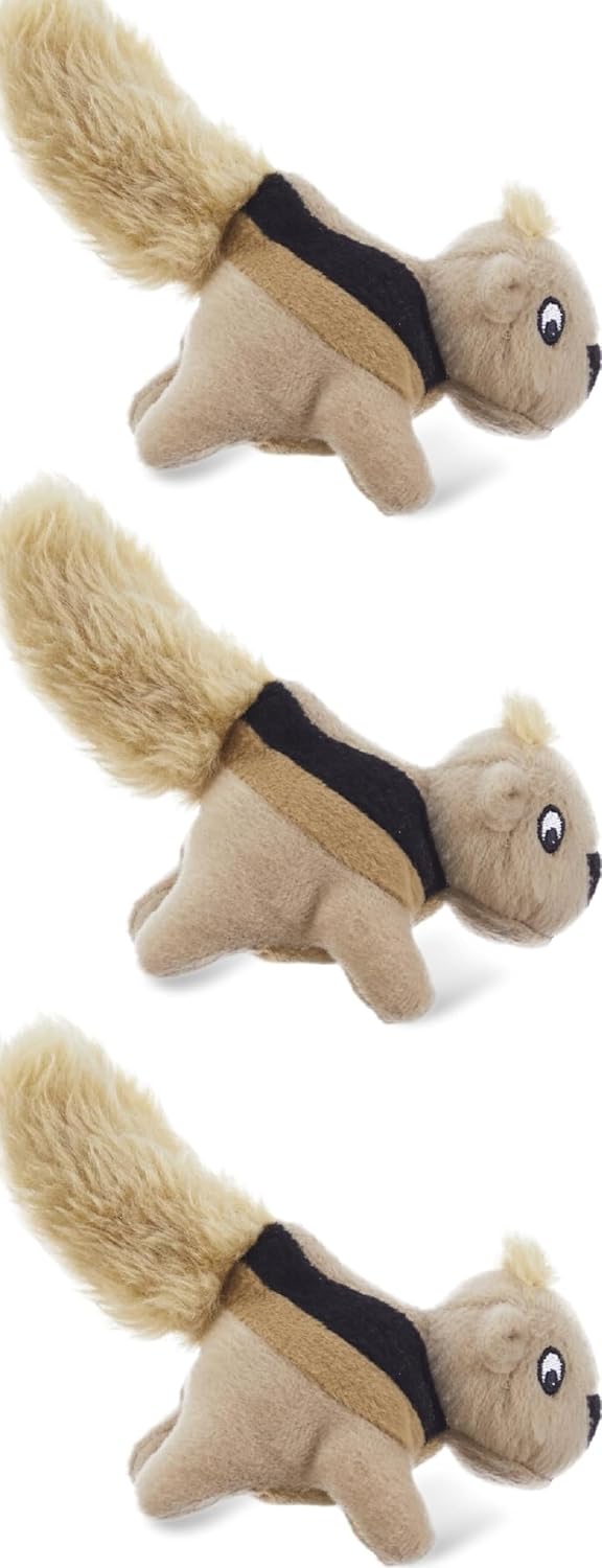 Squeakin’ Squirrels – 3‑Pack Plush Squeaky Dog Toys for Puppies, Small Dogs & Hide-A-Squirrel Replacements