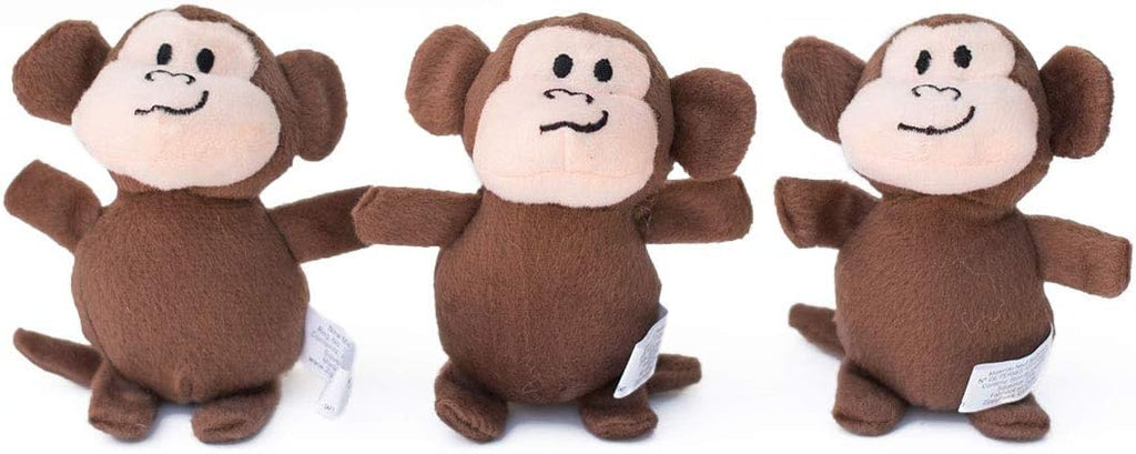 Burrow Replacement Miniz - Interactive Dog & Puppy Toys for Boredom, Stimulating Pet Products to Keep Them Busy, Plush Refills for Hide & Seek Puzzle, Squeaky Toy for Enrichment - Monkeys