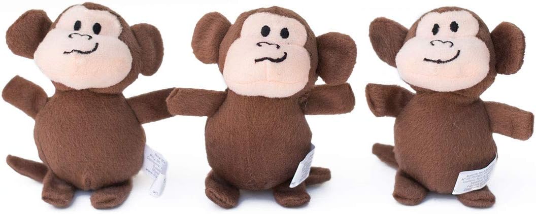 Burrow Replacement Miniz - Interactive Dog & Puppy Toys for Boredom, Stimulating Pet Products to Keep Them Busy, Plush Refills for Hide & Seek Puzzle, Squeaky Toy for Enrichment - Monkeys
