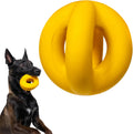 Indestructible dog ball - lifetime replacement - durable dog toy for aggressive chewers - safe, non-toxic natural rubber - chew, tug & fetch - tough, heavy duty chew toy - 4" (softball size)