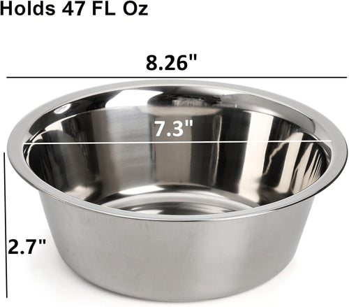 4-Pack Stainless Steel Dog and Cat Bowl, Metal Food and Water Dish, 8.26" Basic Pet Feed Bowl for Large Medium Dog, 47 OZ Replacement Bowls for Elevated Stand, Dishwasher Safe - view 2