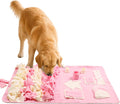 Snuffle mat for dogs: slow food interactive experience | 7 enrichment foraging games for large dog owners needing to burn pet energy - washable 1000 times - 22x38 inch - pink