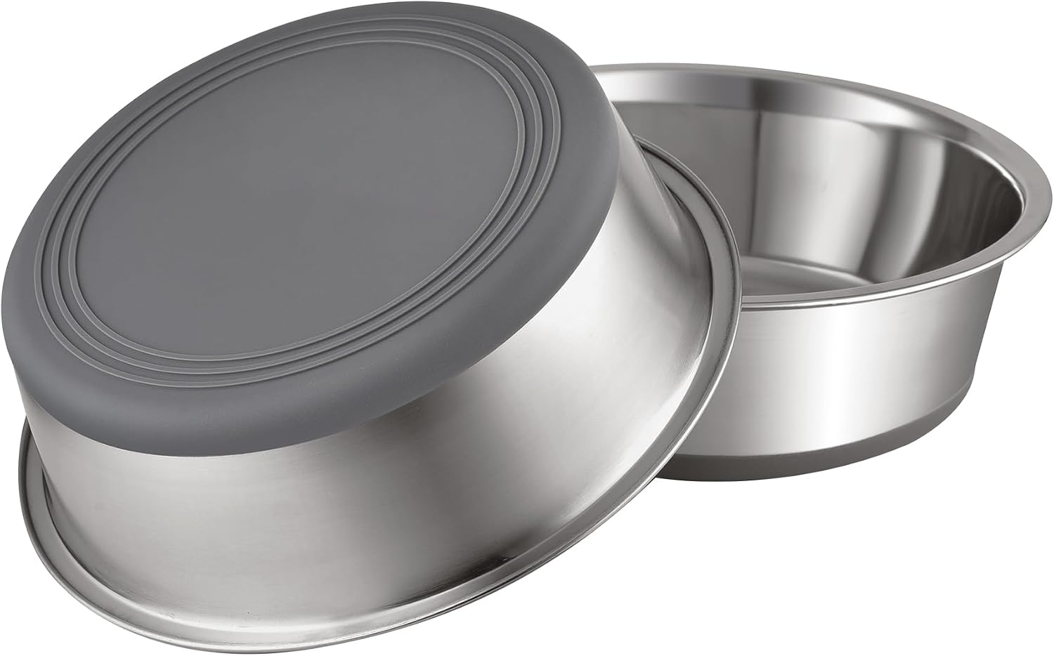 Nonslip stainless steel dog bowls, 3.8 US cup, 2 count | no slide silicone bottom, dishwasher safe, easy to clean, stackable design