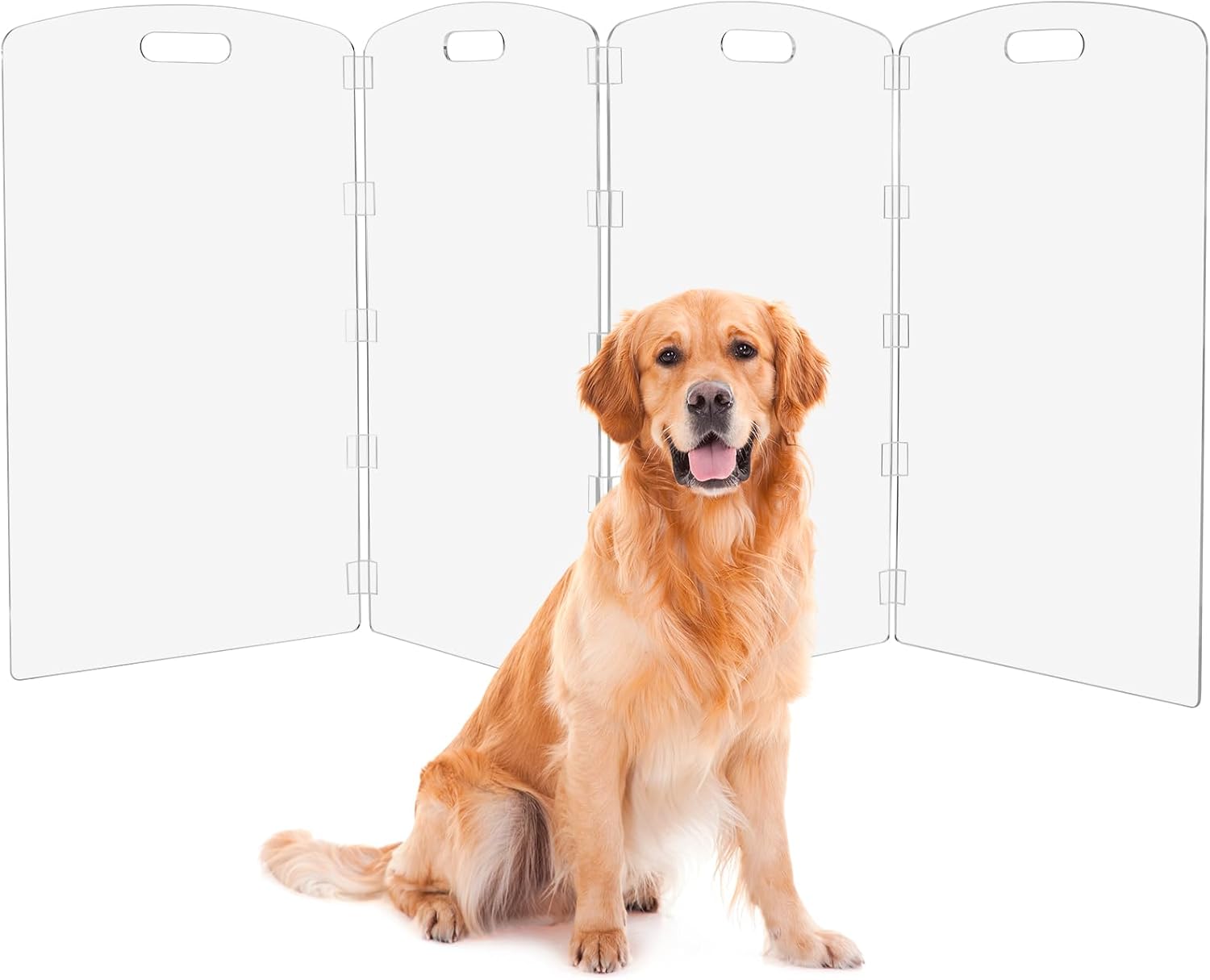 Modern Frame Clear Acrylic Freestanding Dog Gate - 32" Tall Folding 3-Panel Pet Barrier for Doorways, Stairs & Large Openings, Indoor Fence for Small to Large Dogs & Cats - view 6