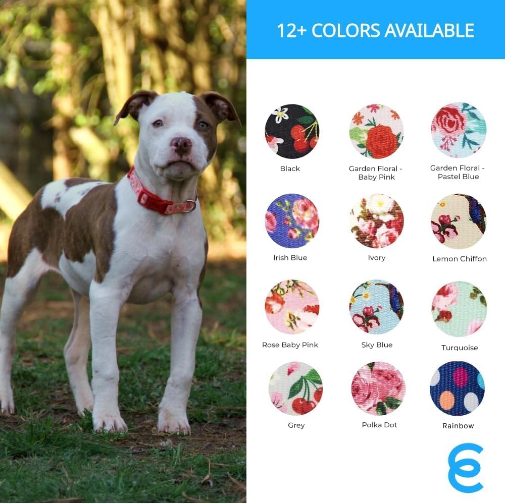Essentials Spring Scent Inspired Garden Floral Adjustable Dog Collar in Baby Pink, Large, Neck 18"-26" - view 5