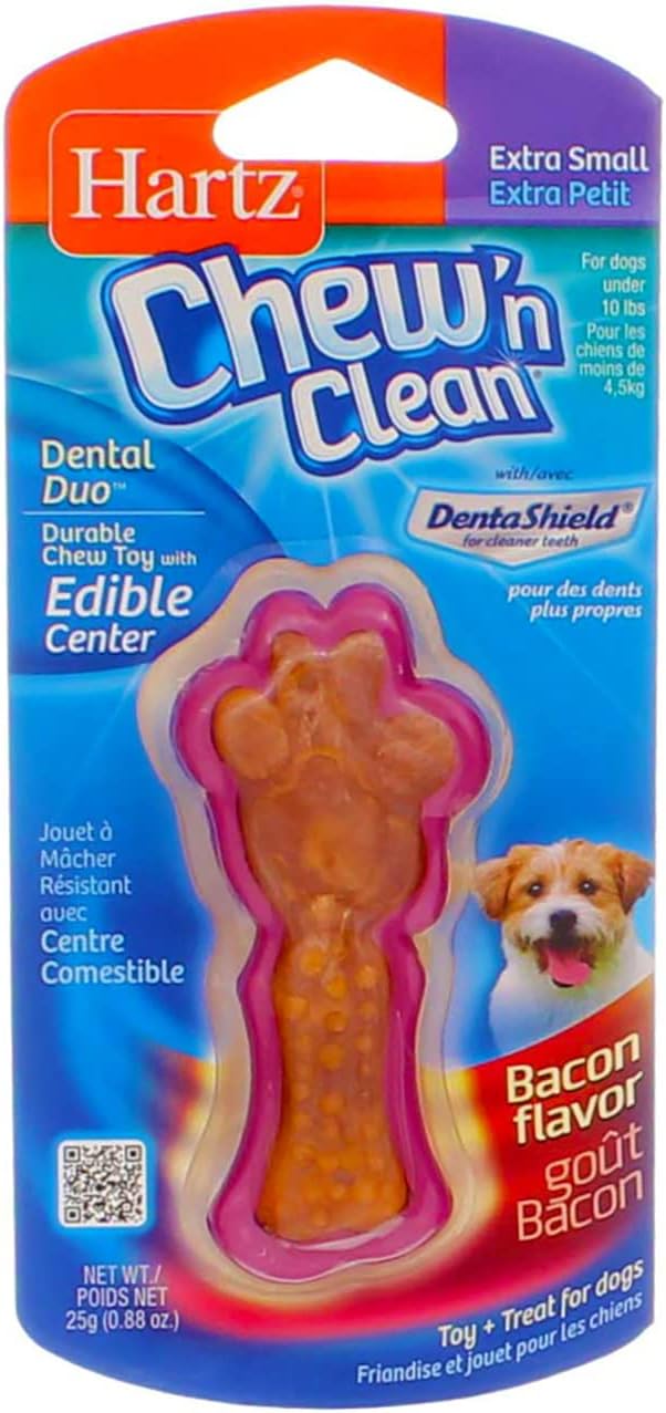Chew N Clean Dental Duo Dog Chew Toy, Extra Small, Bacon Flavor (9 pack) (Bundle) - view 3