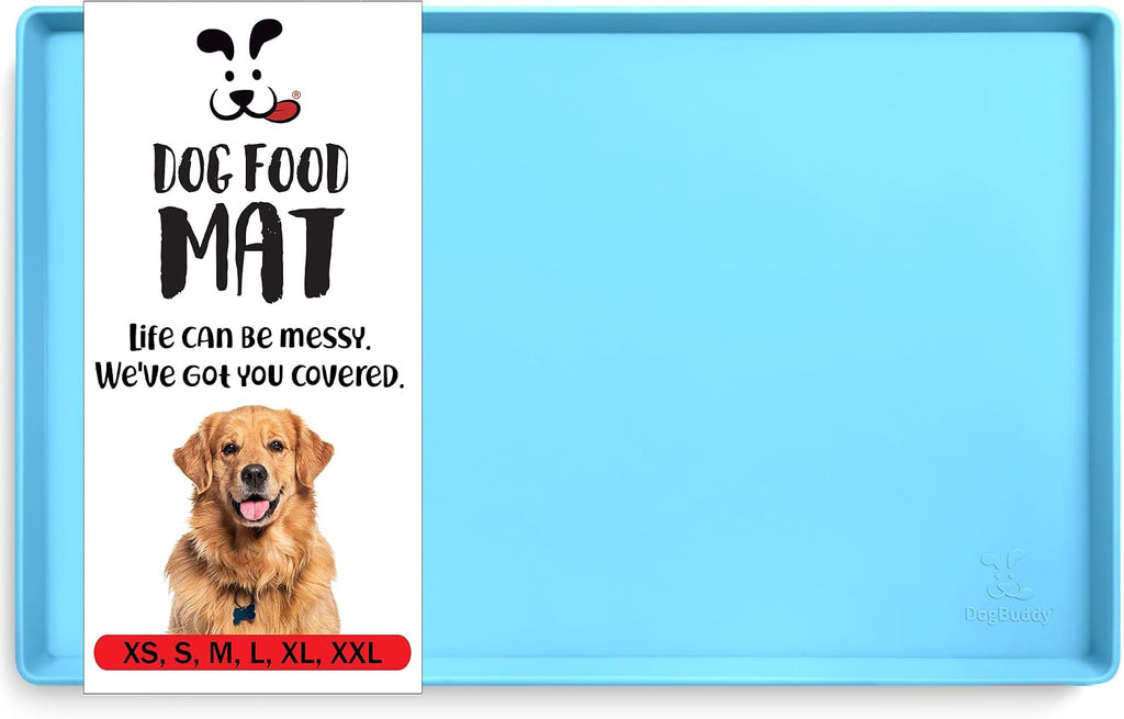 Non-Slip Silicone Food Mat for Dogs (XXL: 32" x 24", Taupe) - Waterproof, Nonslip Dog Feeding Mat with Raised Edges - view 4