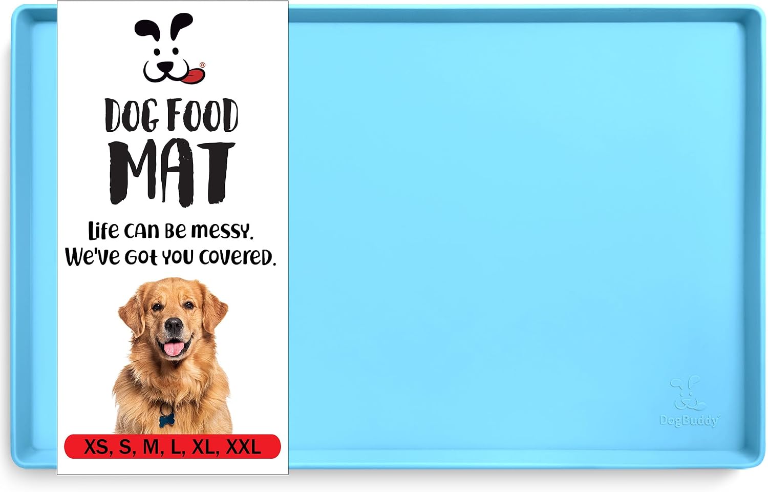 Non-Slip Silicone Food Mat for Dogs (XXL: 32" x 24", Taupe) - Waterproof, Nonslip Dog Feeding Mat with Raised Edges - view 4