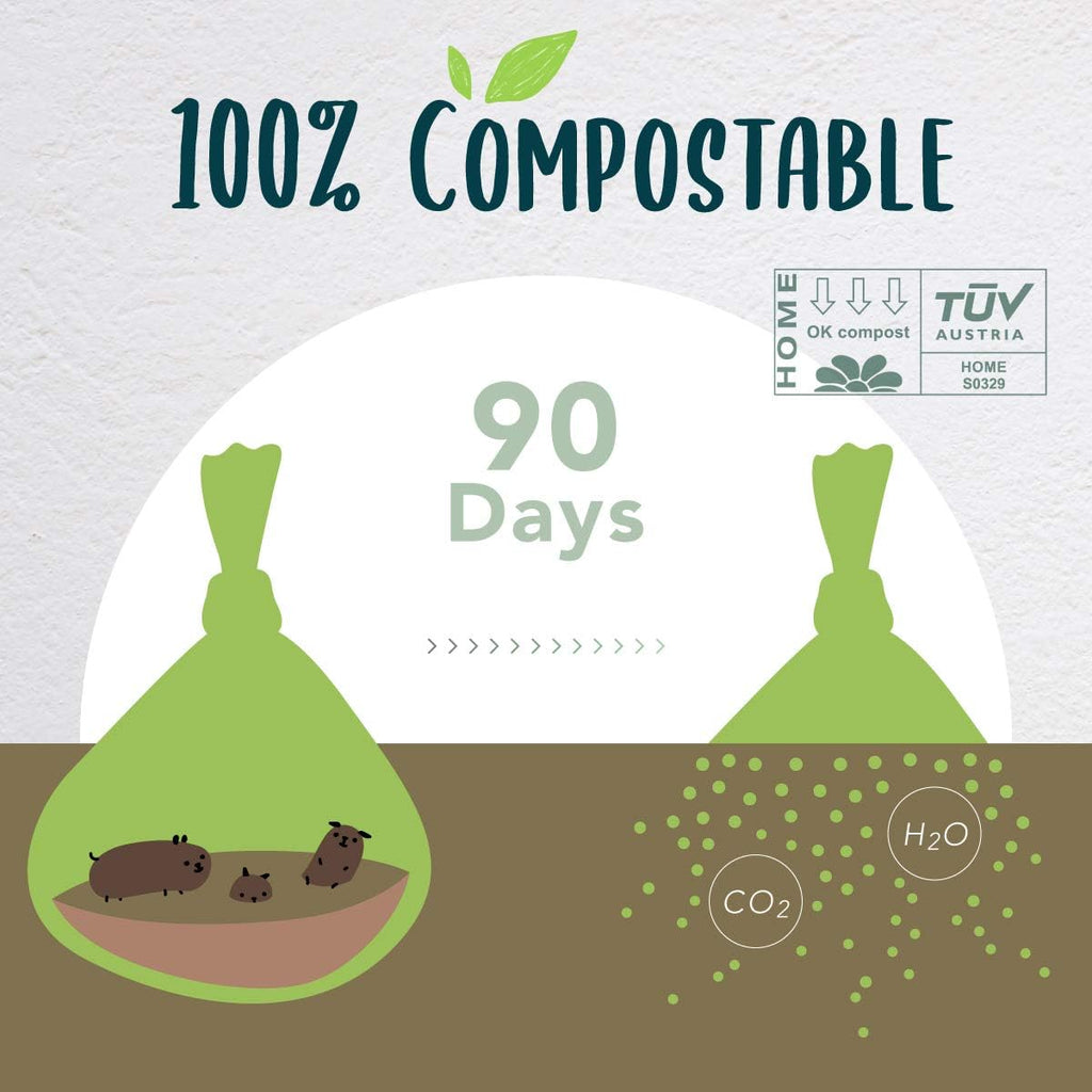 Dog poop bag, compostable doggie poop bags refills, eco-friendly pet waste bags, vegetable-based unscented, compostable, extra thick, leak proof, size 9 x 13 inches, 120 count - view 2