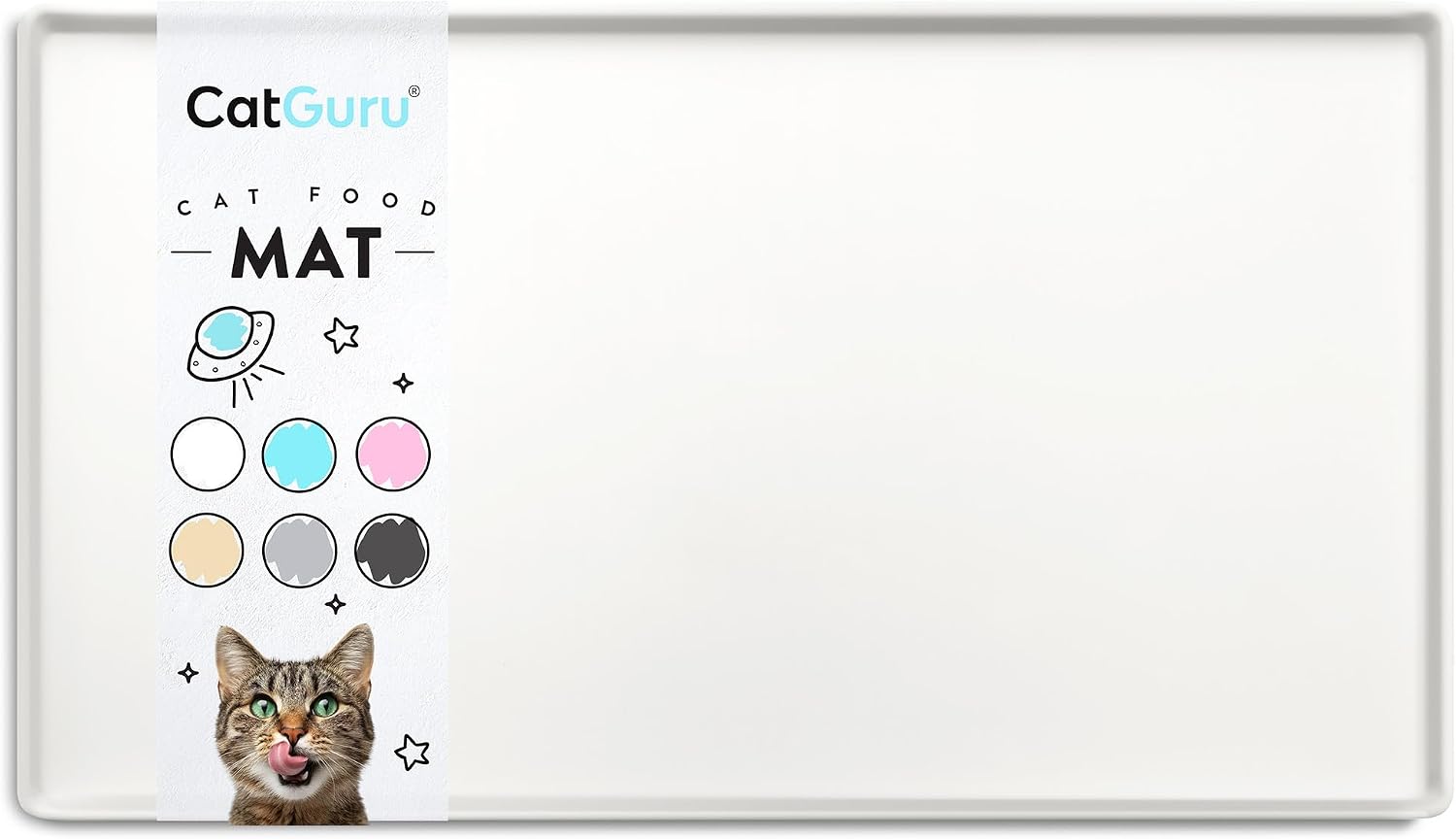Cat Food Mat, Small & Large Pet Feeding Mat, 100% Waterproof Cat Placemat for Food and Water, Silicone Mats for Cats Bowls, Non-Slip Mat for Pet Bowl or Fountain (Small, Marshmallow)